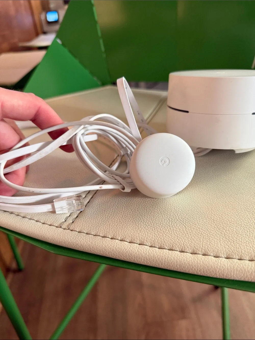 Google internet White Round Power Adapter with Attached Cable